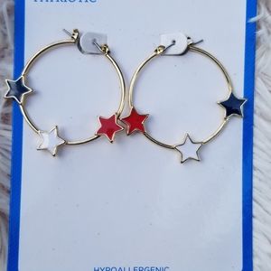 Patriotic Earrings. Red,  White, Blue Stars